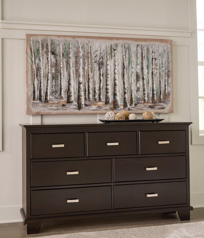 Covetown Queen Panel Bed with Dresser and 2 Nightstands in Dark Brown from Ashley - Luna Furniture