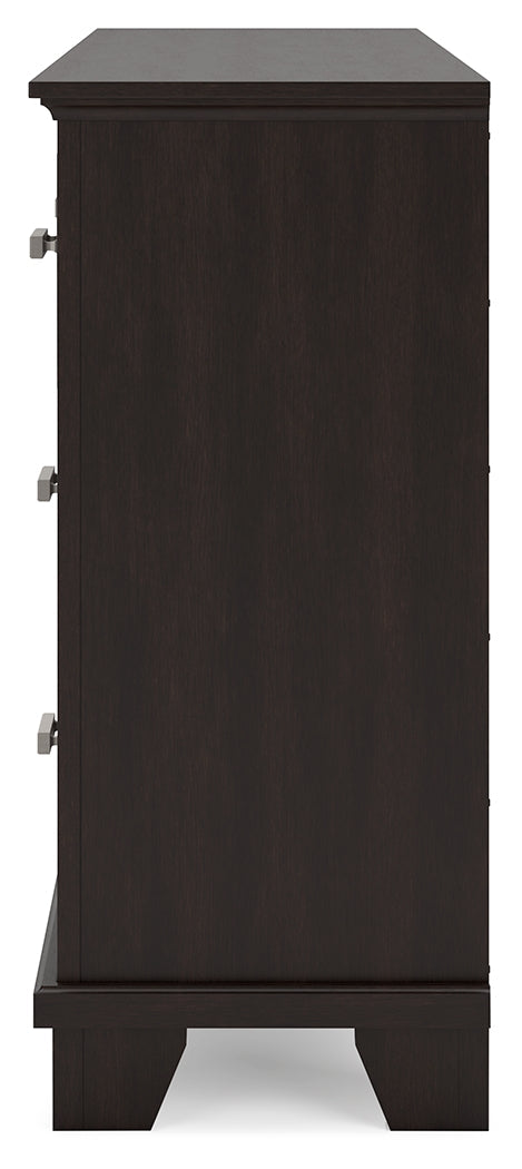 Covetown Queen Panel Bed with Dresser and 2 Nightstands in Dark Brown from Ashley - Luna Furniture