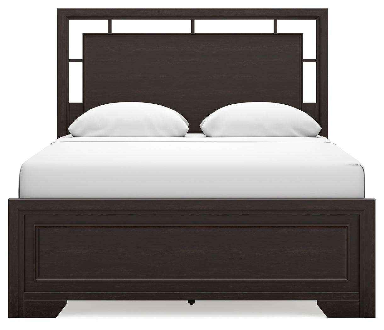 Covetown Queen Panel Bed with Mirrored Dresser and Chest in Dark Brown from Ashley - Luna Furniture