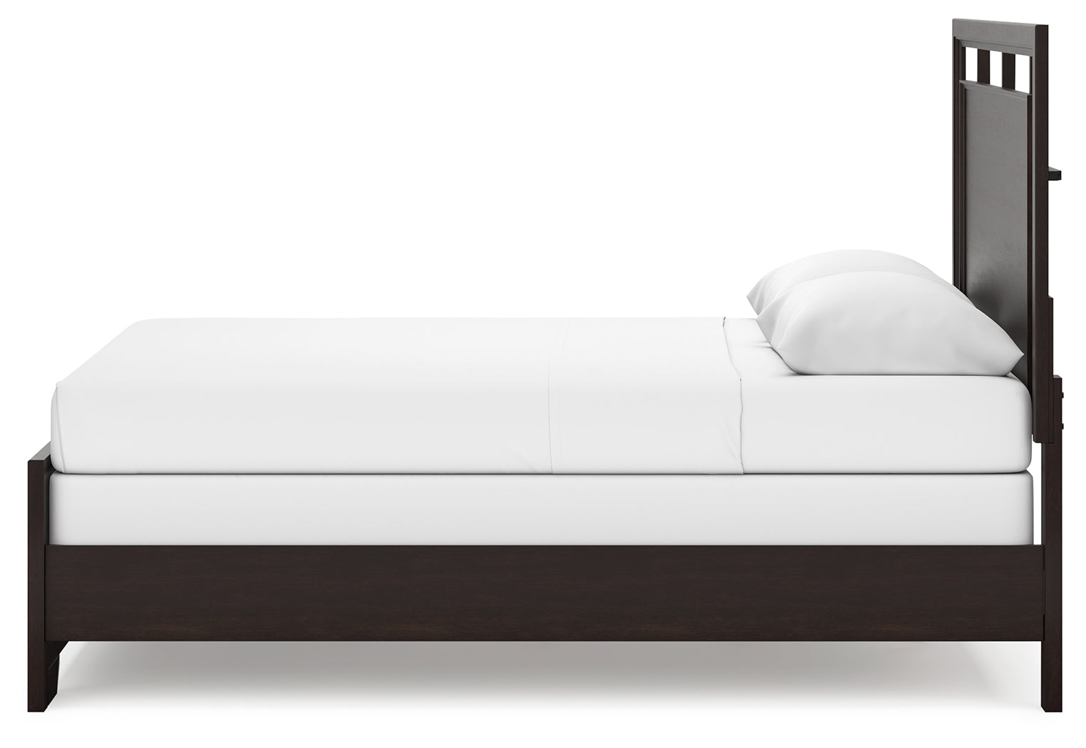 Covetown Queen Panel Bed with Mirrored Dresser and Chest in Dark Brown from Ashley - Luna Furniture