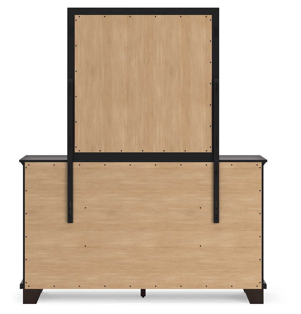 Covetown Queen Panel Bed with Mirrored Dresser and Chest in Dark Brown from Ashley - Luna Furniture