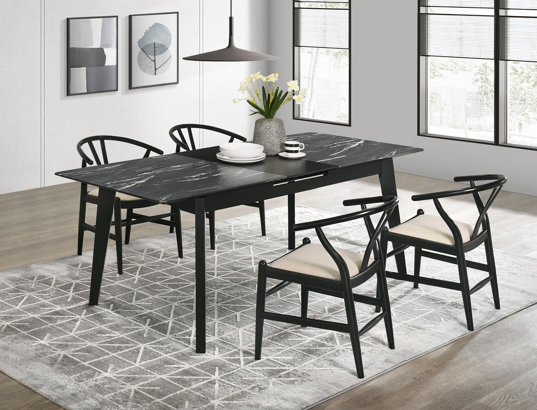 Crestmont 5-piece Extension Leaf Dining Table Set Black - 121251-S5