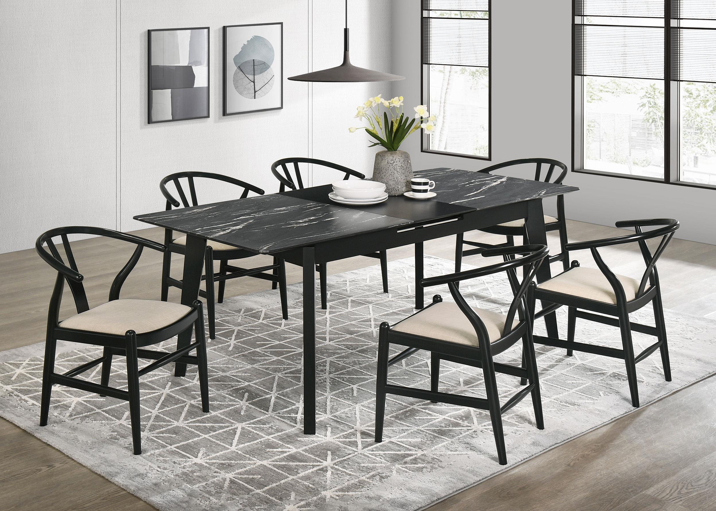 Crestmont 7-piece Extension Leaf Dining Table Set Black - 121251-S7