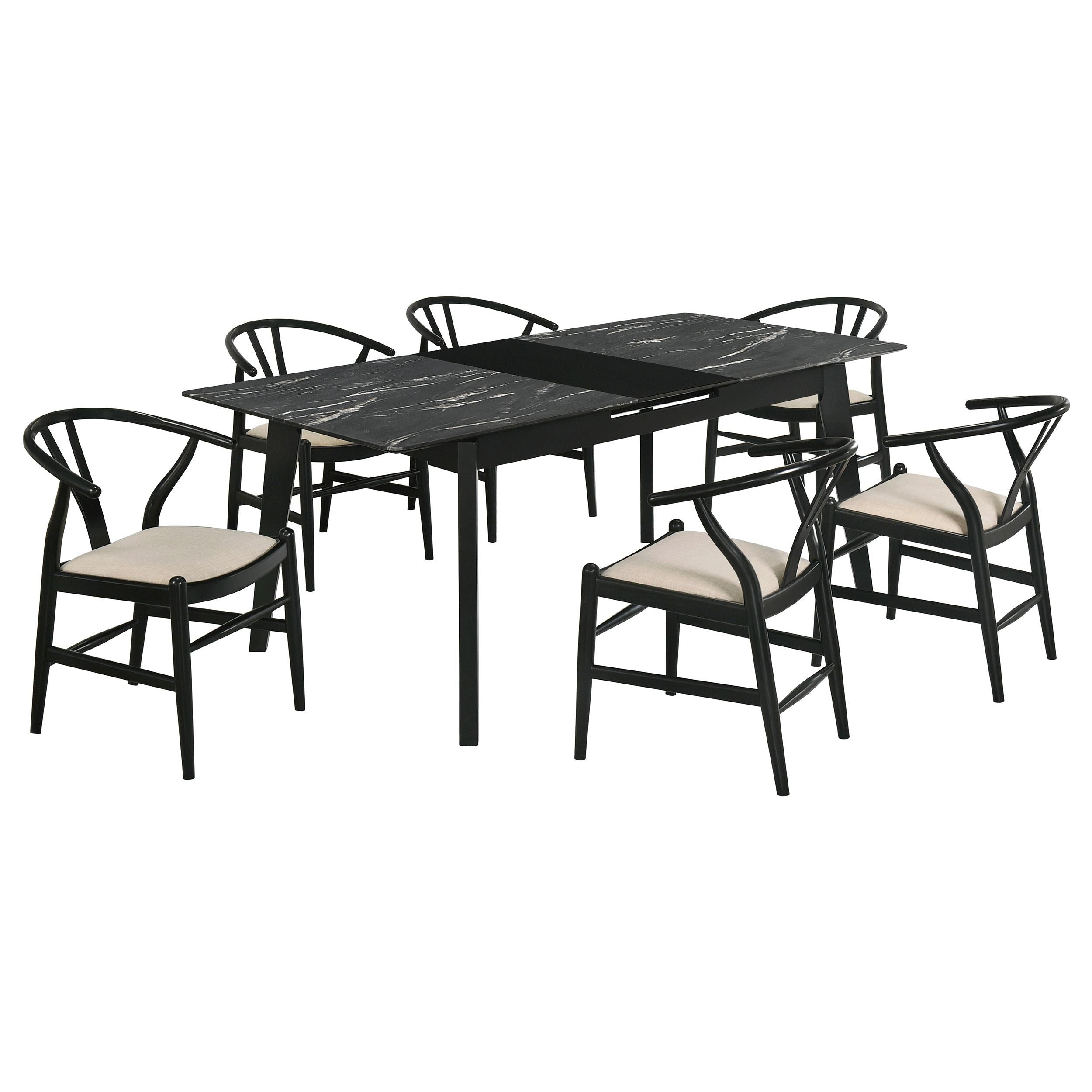 Crestmont 7-piece Extension Leaf Dining Table Set Black - 121251-S7