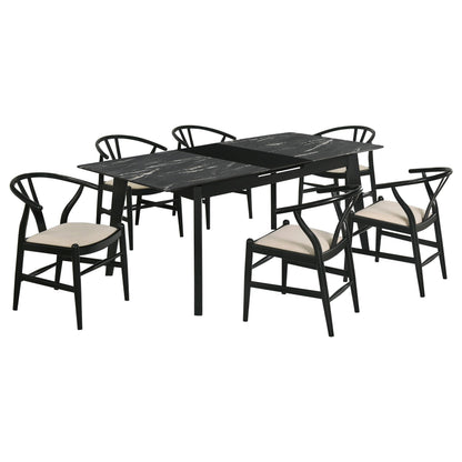 Crestmont 7-piece Extension Leaf Dining Table Set Black - 121251-S7