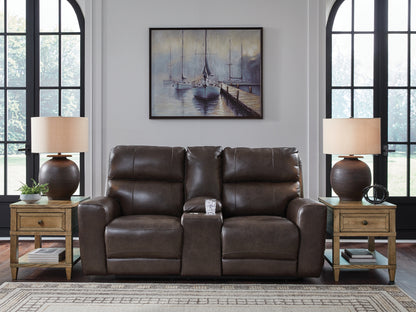 Crossplex Smoke Power Reclining Loveseat with Console - PCU6450618
