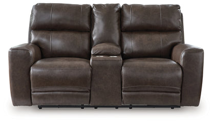 Crossplex Smoke Power Reclining Loveseat with Console - PCU6450618