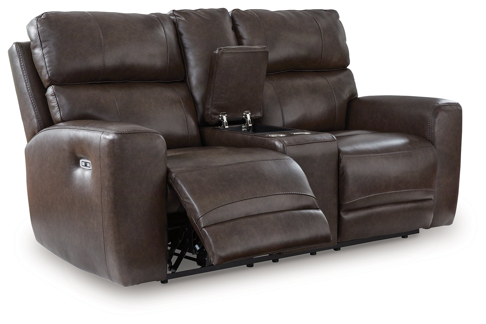 Crossplex Smoke Power Reclining Loveseat with Console - PCU6450618