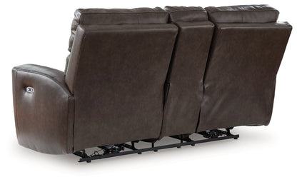Crossplex Smoke Power Reclining Loveseat with Console - PCU6450618
