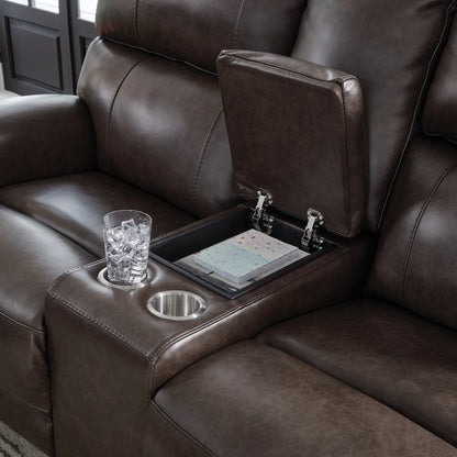 Crossplex Smoke Power Reclining Loveseat with Console - PCU6450618