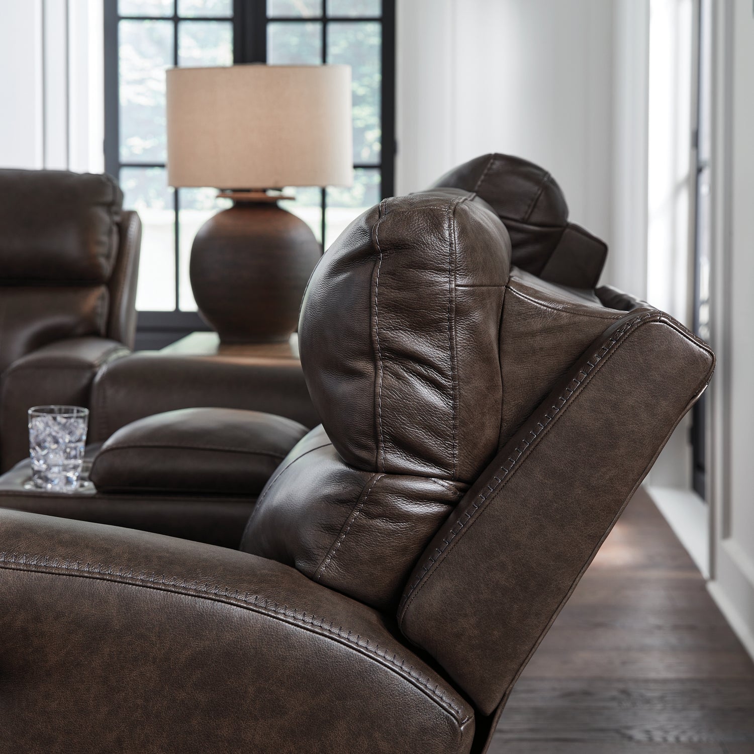 Crossplex Smoke Power Reclining Loveseat with Console - PCU6450618