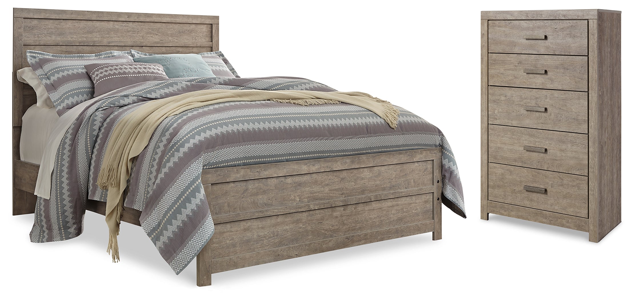 Culverbach Gray Queen Panel Bed with Chest - B070B21