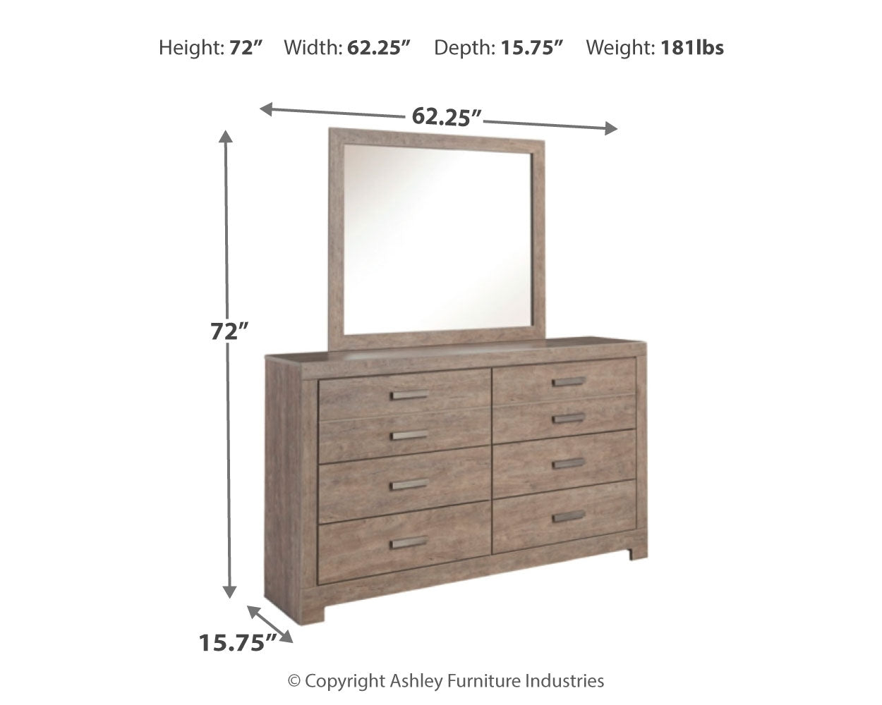 Culverbach King Panel Bed with Mirrored Dresser and 2 Nightstands in Gray - PKG011529