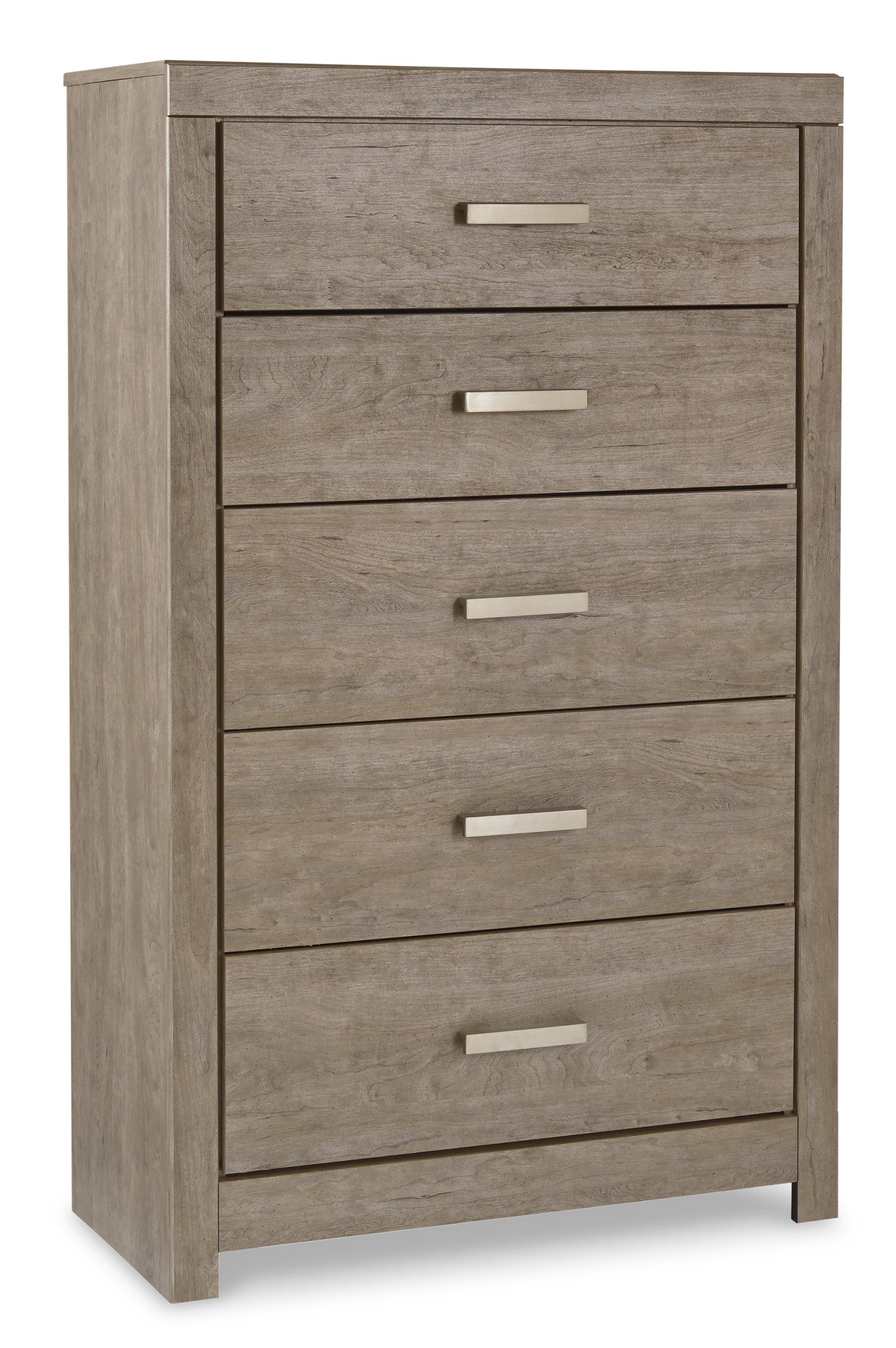 Culverbach King Panel Bed with Mirrored Dresser and Chest in Gray - PKG011530