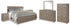 Culverbach King Panel Bed with Mirrored Dresser, Chest and 2 Nightstands in Gray - PKG011532