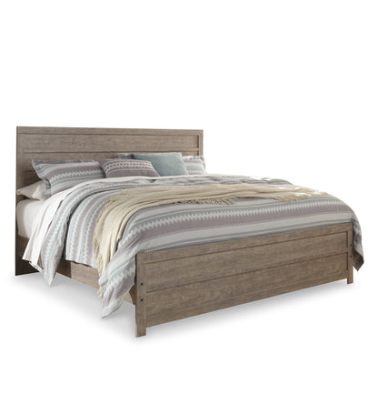 Culverbach King Panel Bed with Mirrored Dresser in Gray - PKG011528