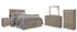 Culverbach Queen Panel Bed with Mirrored Dresser, Chest and 2 Nightstands in Gray - PKG011526