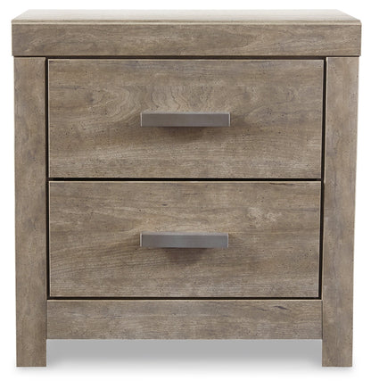 Culverbach Queen Panel Bed with Mirrored Dresser, Chest and Nightstand in Gray - PKG011525