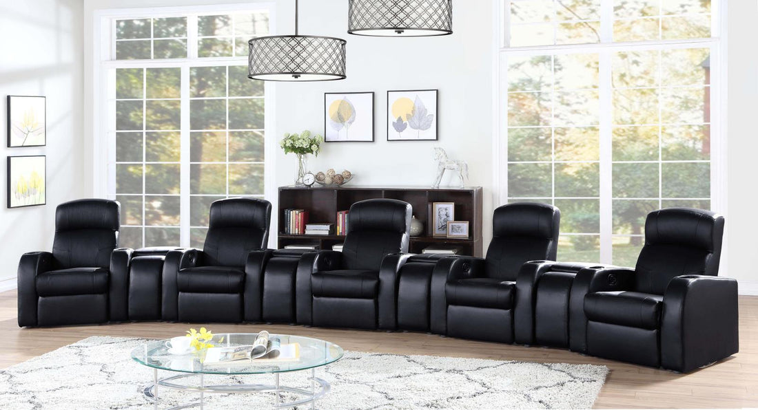 Cyrus Black Upholstered Recliner Living Room Set from Coaster - Luna Furniture