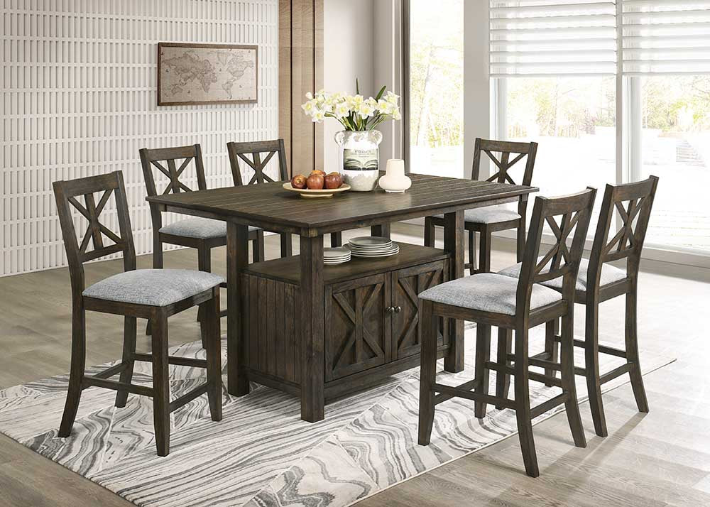 D380 - Counter Height Table &amp; 6 Chairs Set - D380