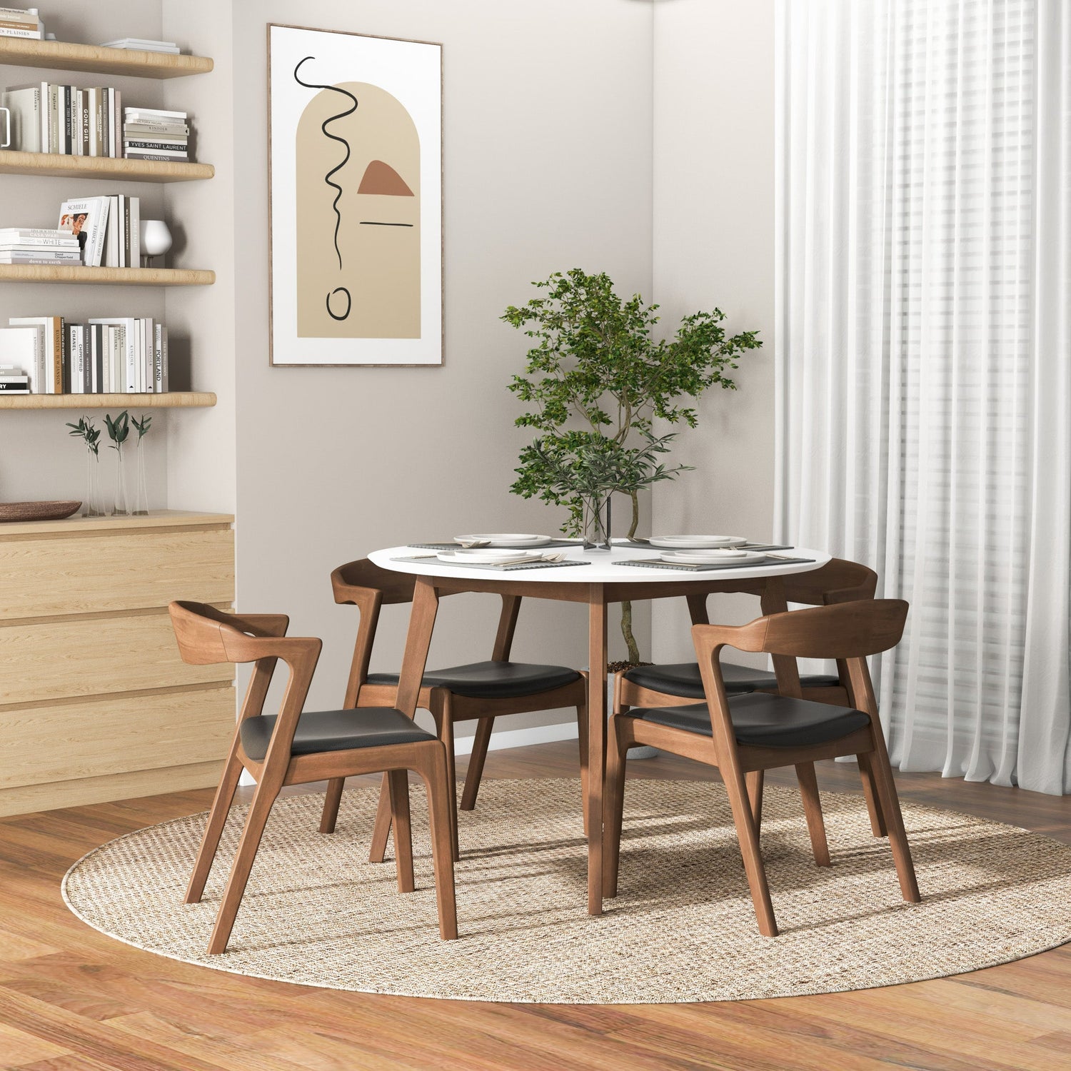 Dakota  Solid Wood Black Leather Dining Chair (Set Of 2) - DCH00801901