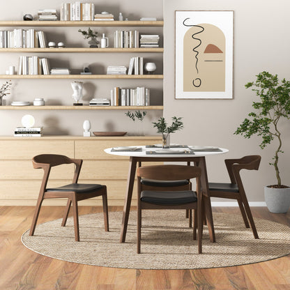 Dakota  Solid Wood Black Leather Dining Chair (Set Of 2) - DCH00801901