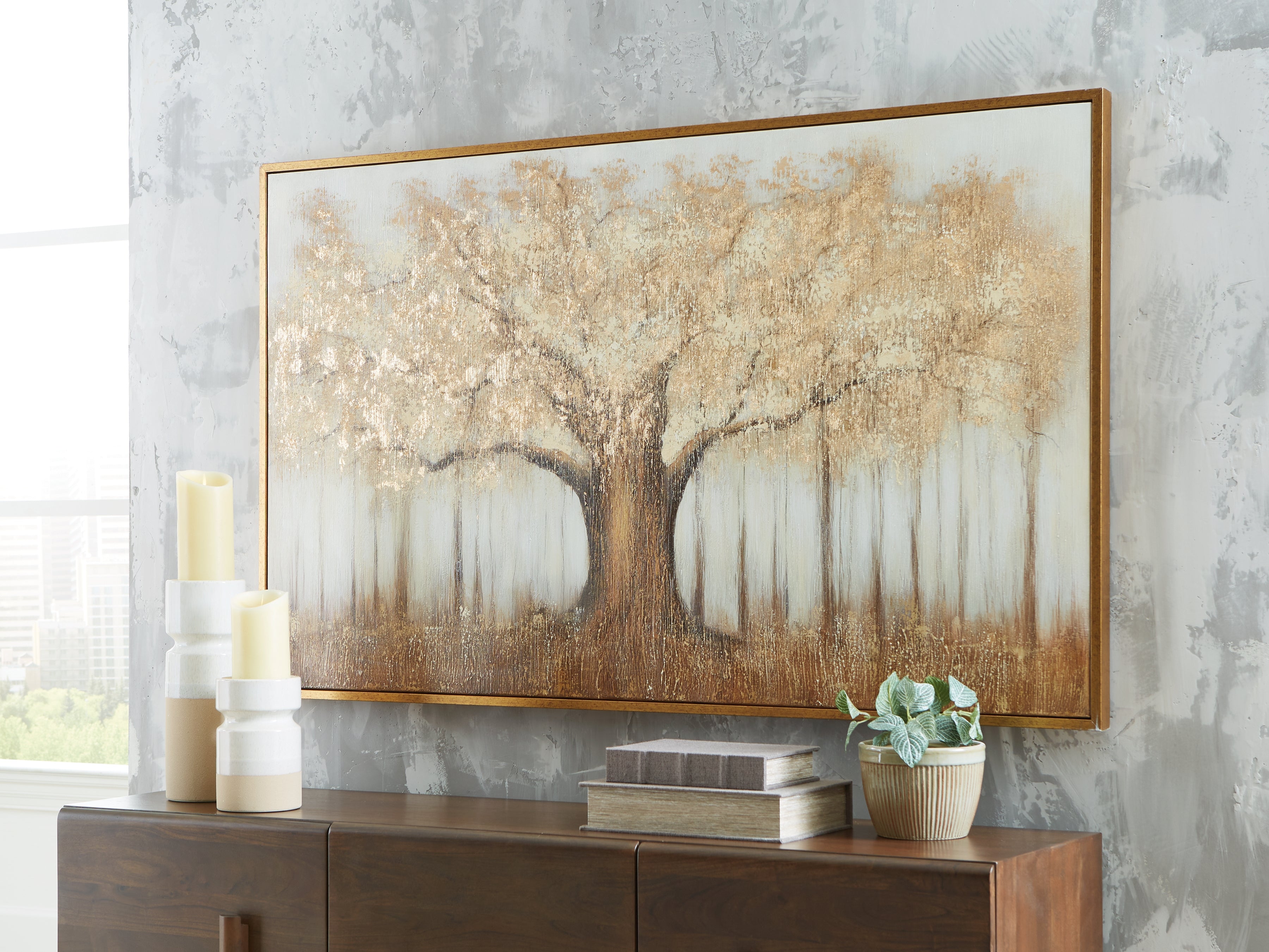 Dalewick Brown/Gray/Gold Finish Wall Art - A8000448
