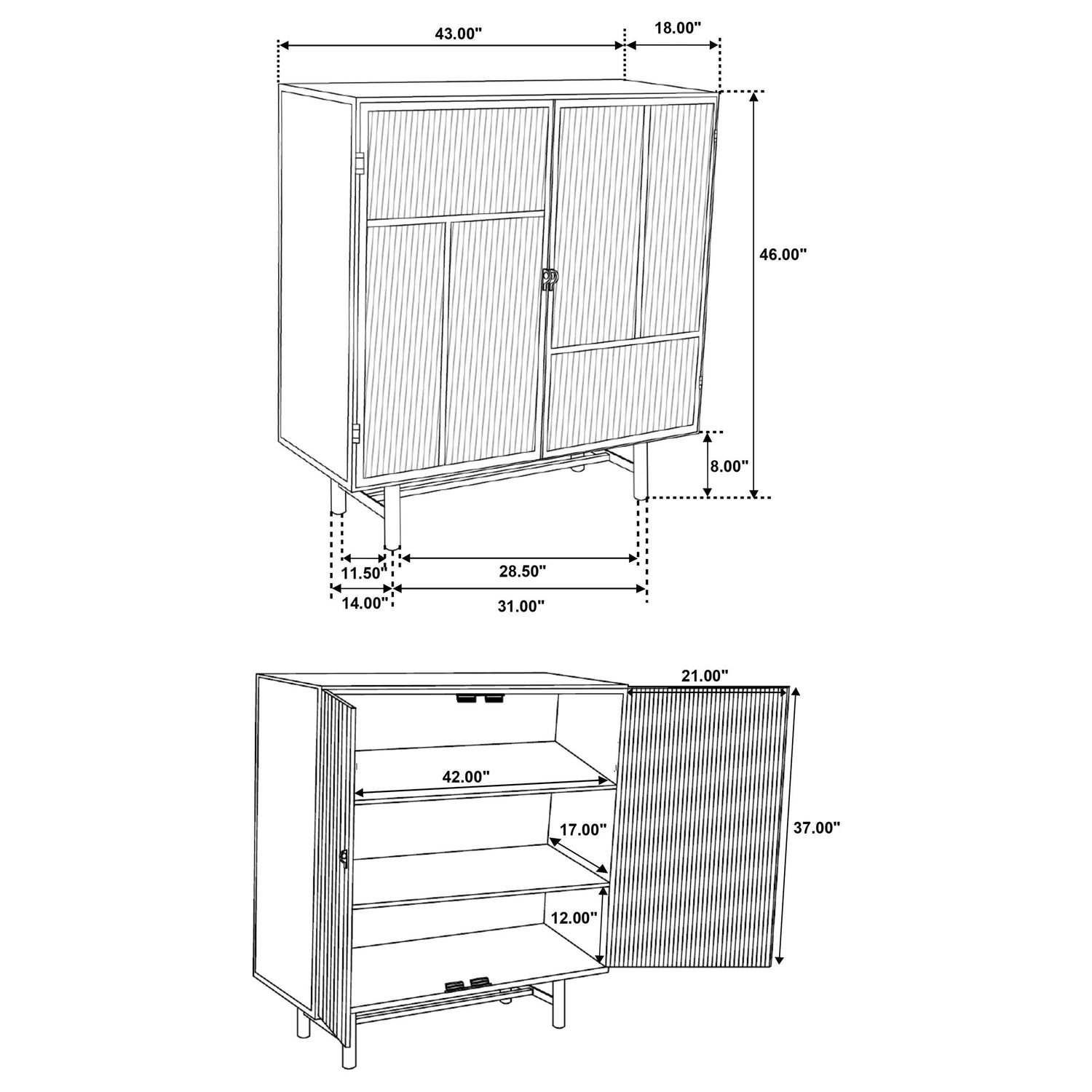 Dalia 2-door Accent Storage Cabinet with Shelving Black - 950385