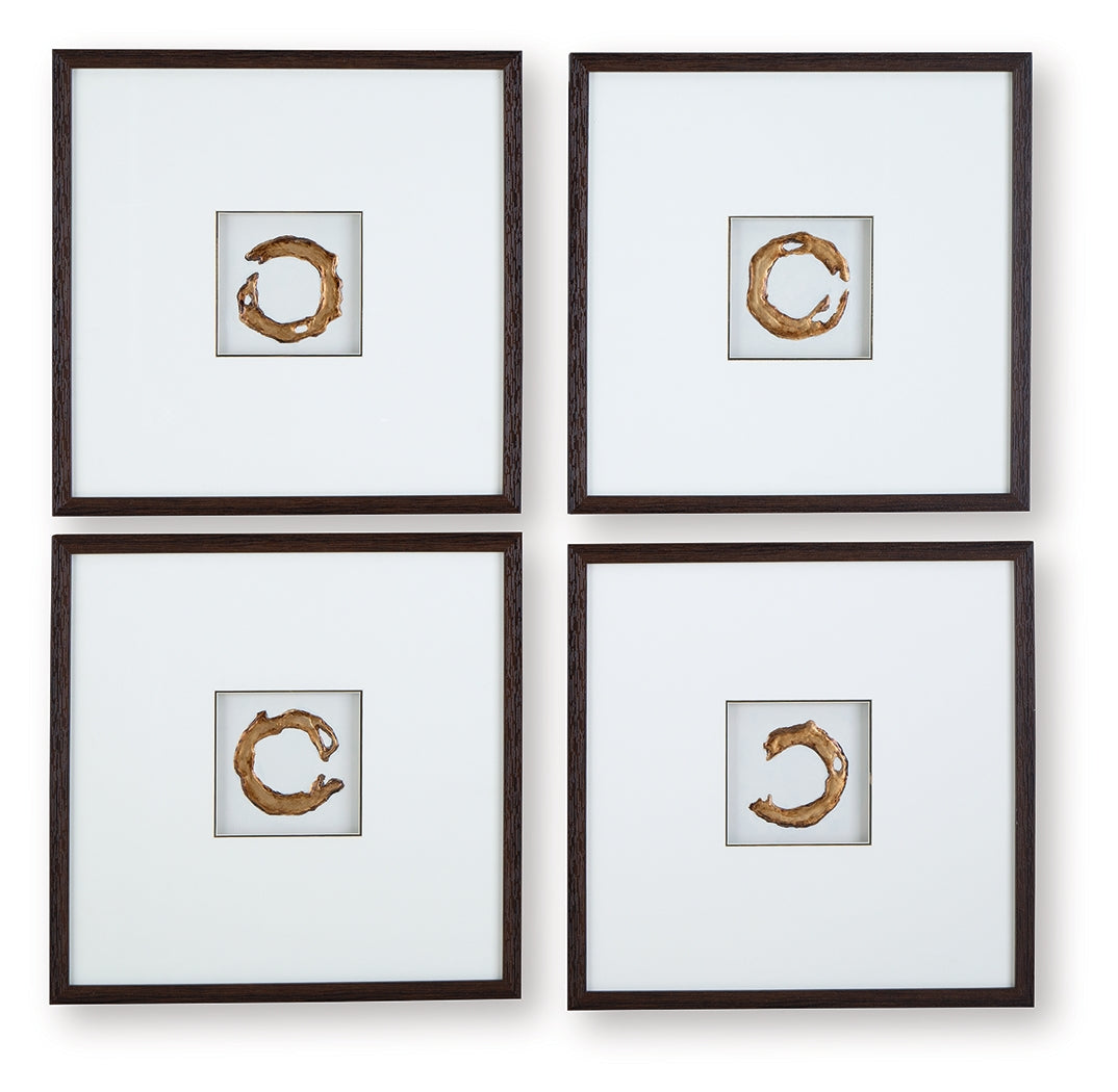 Dallbourne White/Gold Finish Wall Art (Set of 4) - A8000491