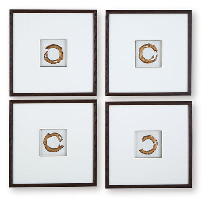 Dallbourne White/Gold Finish Wall Art (Set of 4) - A8000491