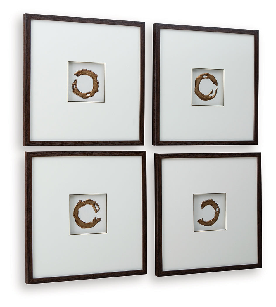 Dallbourne White/Gold Finish Wall Art (Set of 4) - A8000491