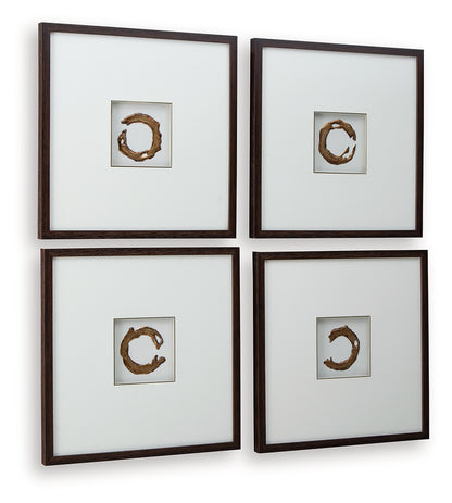 Dallbourne White/Gold Finish Wall Art (Set of 4) - A8000491