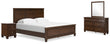 Danabrin California King Panel Bed with Mirrored Dresser and Nightstand in Brown - PKG015190