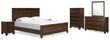 Danabrin California King Panel Bed with Mirrored Dresser, Chest and 2 Nightstands in Brown - PKG015189