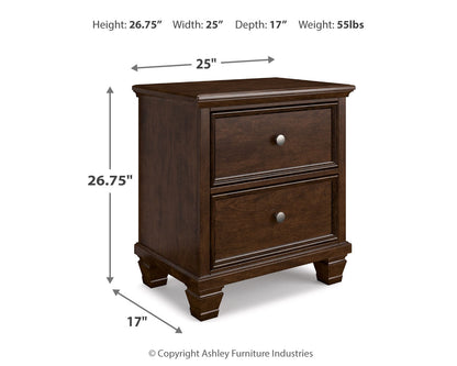 Danabrin California King Panel Bed with Mirrored Dresser, Chest and 2 Nightstands in Brown - PKG015189