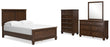 Danabrin Full Panel Bed with Mirrored Dresser and Chest in Brown - PKG015203