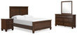 Danabrin Full Panel Bed with Mirrored Dresser and Nightstand in Brown - PKG015202
