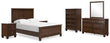 Danabrin Full Panel Bed with Mirrored Dresser, Chest and 2 Nightstands in Brown - PKG015201