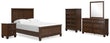 Danabrin Full Panel Bed with Mirrored Dresser, Chest and Nightstand in Brown - PKG015204