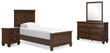 Danabrin Twin Panel Bed with Mirrored Dresser and Nightstand in Brown - PKG015196