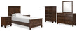Danabrin Twin Panel Bed with Mirrored Dresser, Chest and 2 Nightstands in Brown - PKG015195