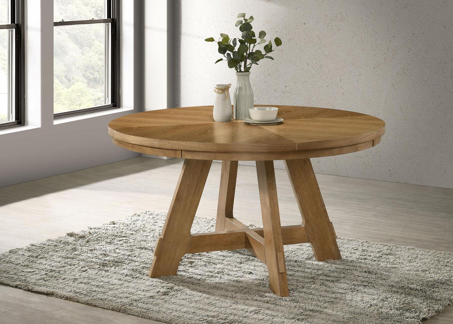 Danvers Round 54-inch Wood Dining Table Brown Oak - 109150