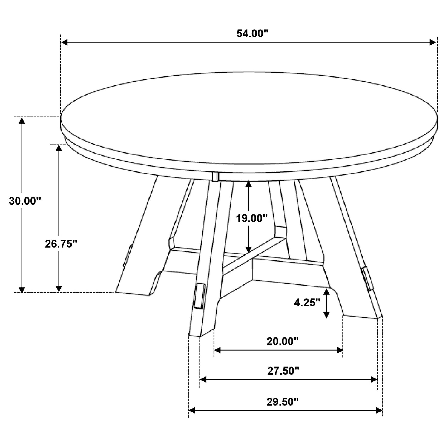 Danvers Round 54-inch Wood Dining Table Brown Oak - 109150