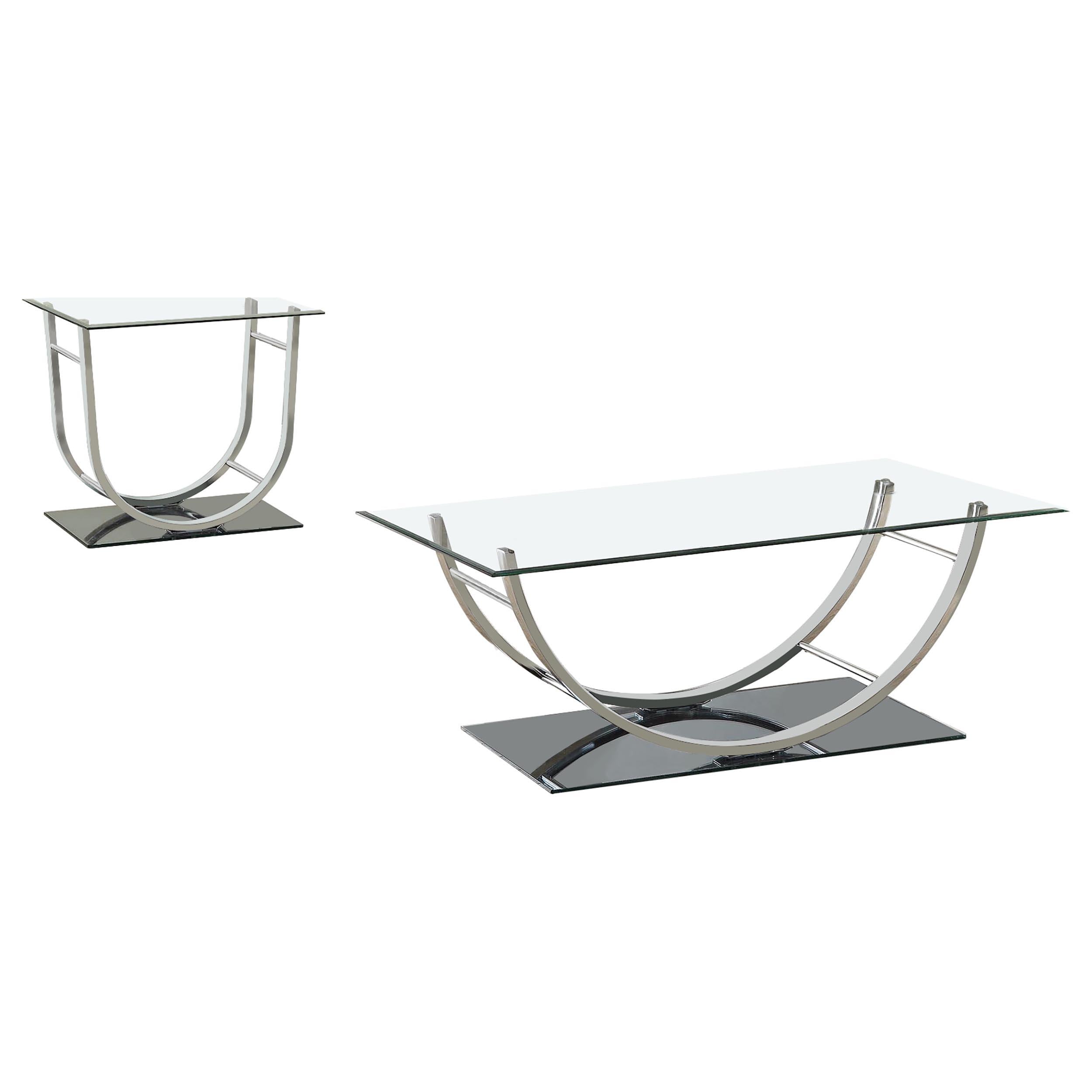 Danville 2-piece Glass Top Coffee and End Table Set Chrome - 704988-S2