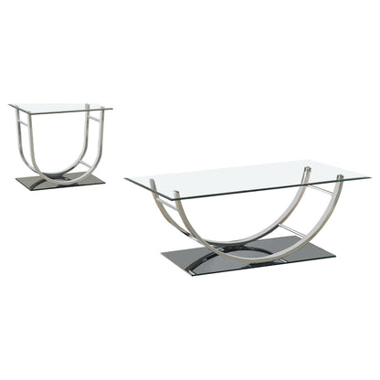 Danville 2-piece Glass Top Coffee and End Table Set Chrome - 704988-S2