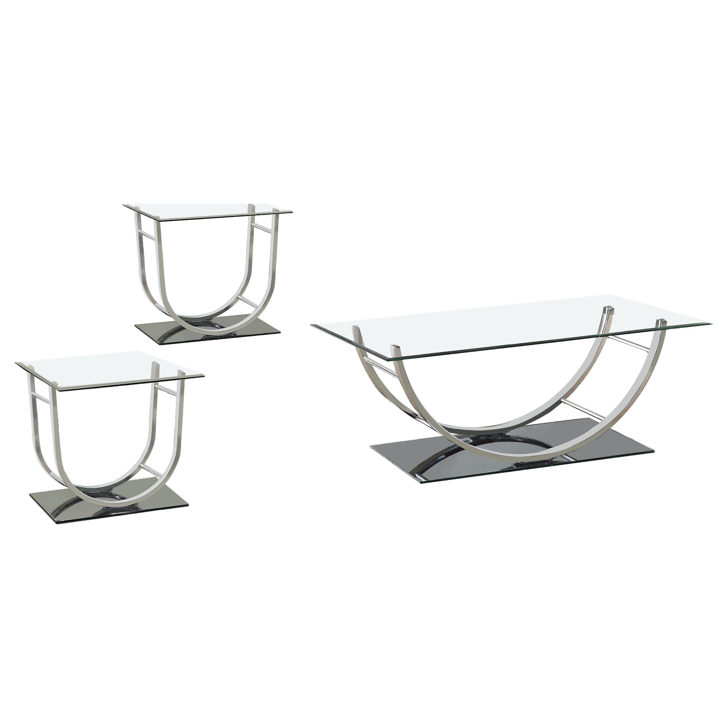Danville 3-piece Glass Top Coffee and End Table Set Chrome - 704988-S3