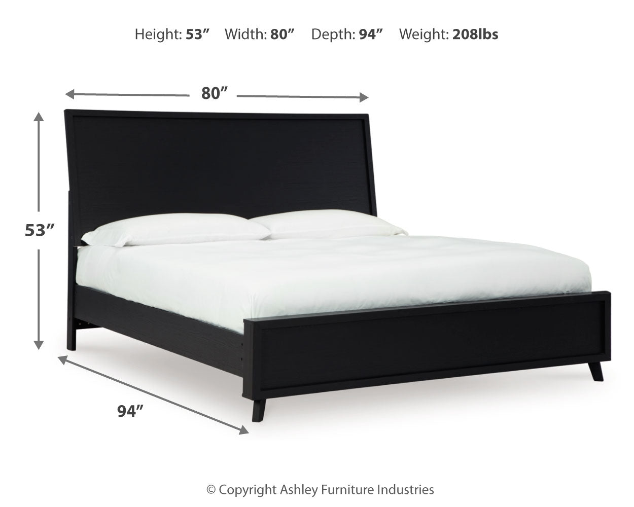 Danziar King Panel Bed with Mirrored Dresser, Chest and 2 Nightstands in Black - PKG015915