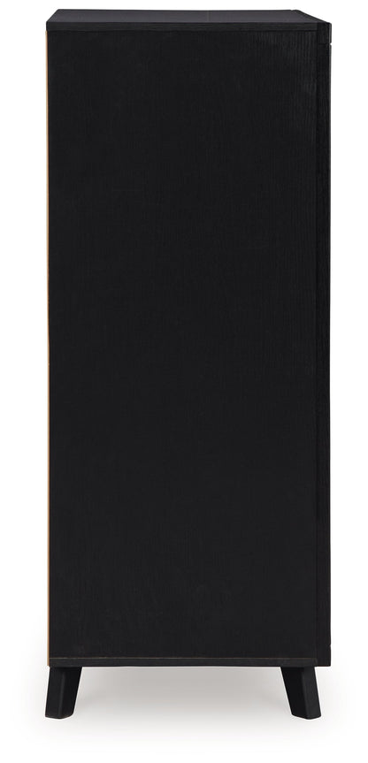 Danziar King Panel Headboard with Mirrored Dresser, Chest and Nightstand in Black - PKG016014