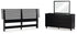 Danziar King Panel Headboard with Mirrored Dresser in Black - PKG016009