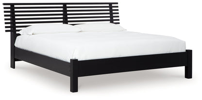 Danziar Queen Panel Bed with Mirrored Dresser and 2 Nightstands in Black - PKG015878